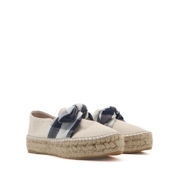 Loeffler Randall Rowan Plaid Bow Canvas Platform Espadrilles 38 - Picture 2 of 8